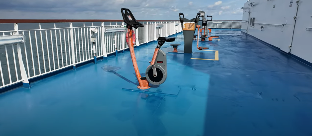 On deck  Brittany Ferries Santoña gym