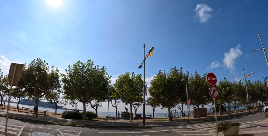 Driving in Palamos to the seafront 1