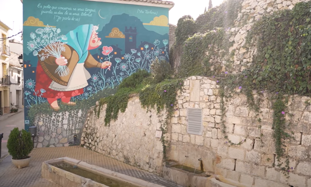 The old lady mural in the backstreets of Tarbena