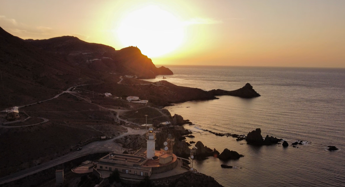 the lighthouse at sunset