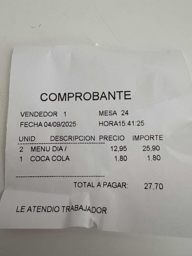 Bombay Catral Indian Restaurant Lunch Visit 12 Bombay Catral Indian Restaurant Receipt