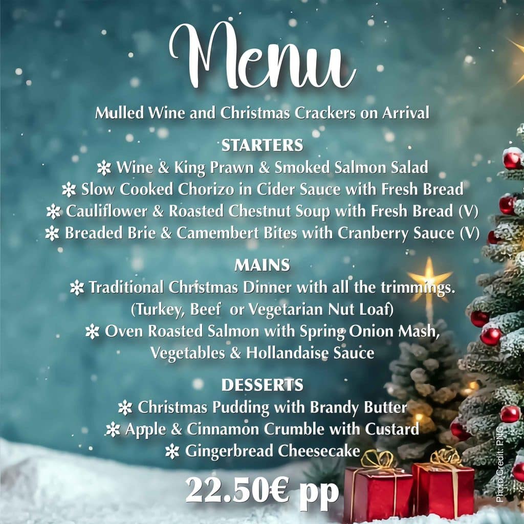 The Orange Bar Xmas menu