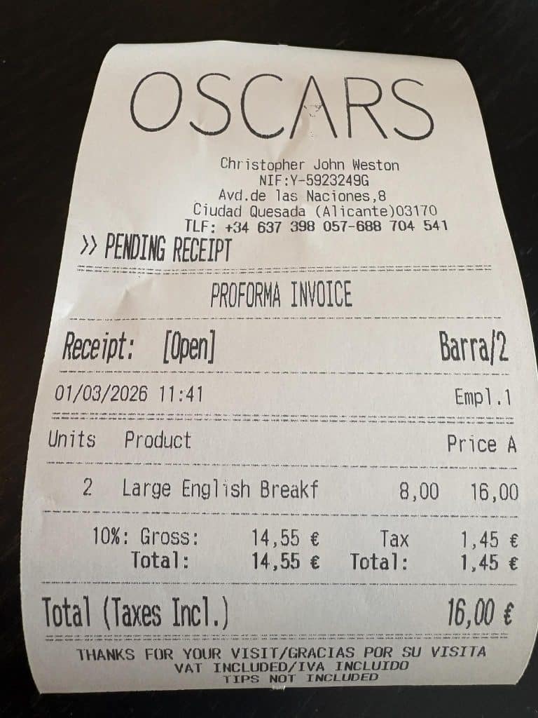 Oscars receipt