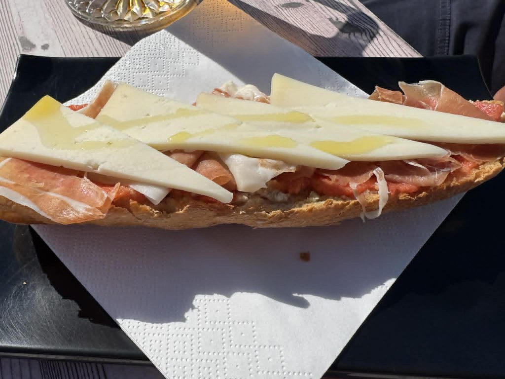 cheese and ham tostada at Oasis Lagoon Park San Isidro