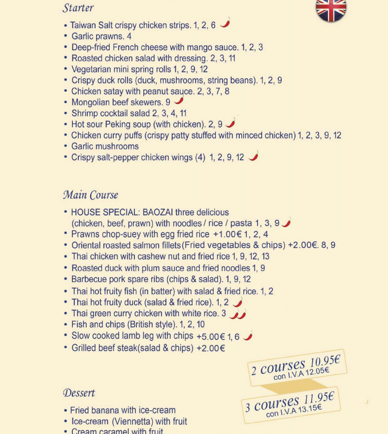 Chefs Recommended Menu 