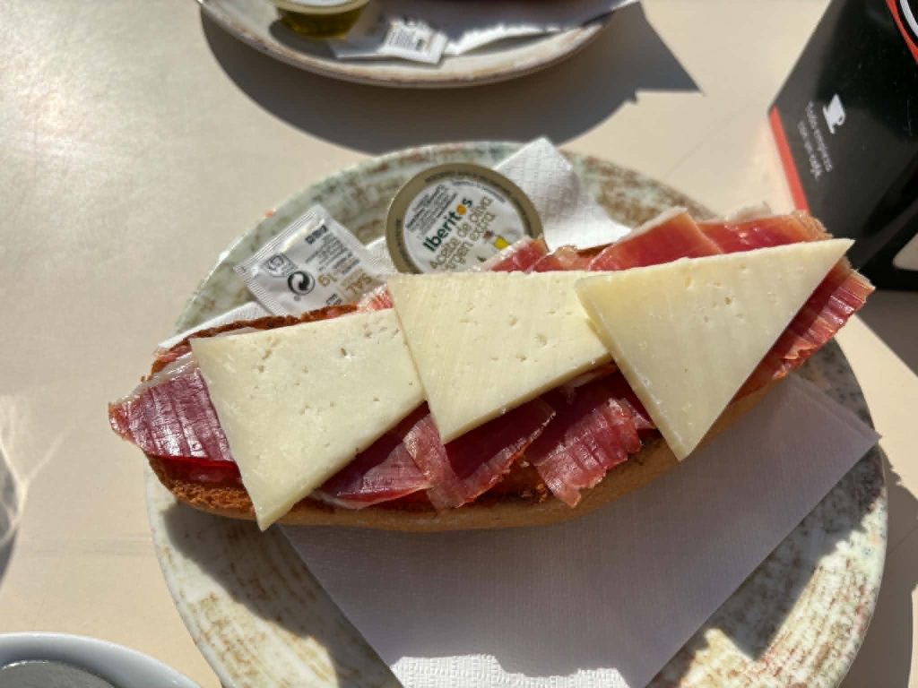 cheese and ham tostada