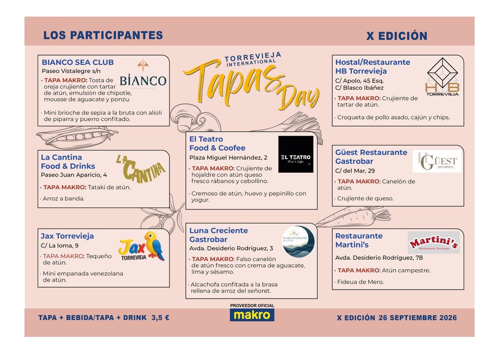Torrevieja International ruta de la tapa 2026 participants
