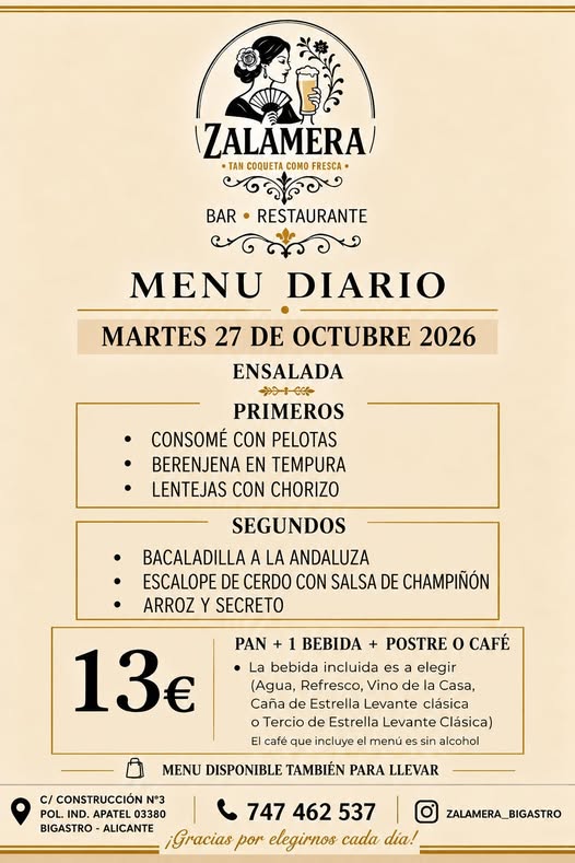 Zalamera Menu Del Dia